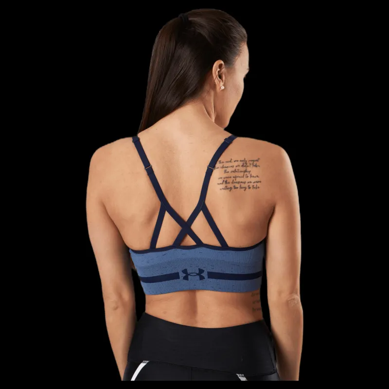 Under Armour Seamless Low Long Htr Bra Blue Blå New