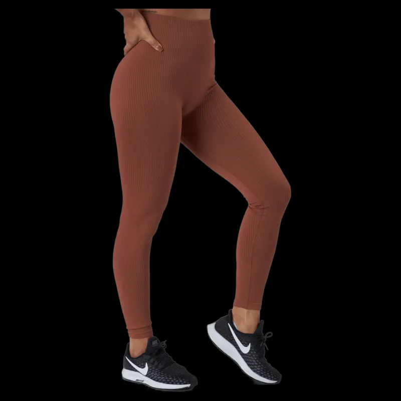 Clearance Röhnisch Seamless Rib Tights Copper Brown