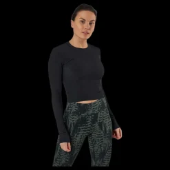 Casall Shiny Rib Long Sleeve Black Svart