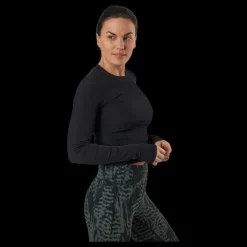 Casall Shiny Rib Long Sleeve Black Svart