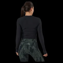 Casall Shiny Rib Long Sleeve Black Svart