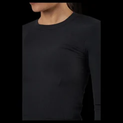 Casall Shiny Rib Long Sleeve Black Svart