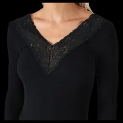 Pieces Siri Ls Top Black Svart Discount