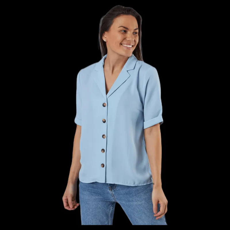 Only Sky S/S Shirt Solid Wvn Blue Blå New