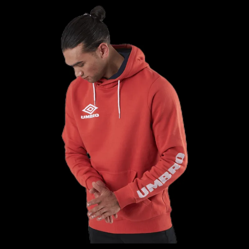 Outlet Umbro Sleeve Print Hoodie Red Röd