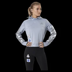 New adidas Space Race Hoodie Women Halo Silver Grå