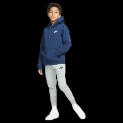 Nike Sportswear Club Big Kids' Pullover Hoodie MIDNIGHT NAVY/WHITE Blå Discount