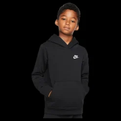 Nike Sportswear Club Big Kids' Pullover Hoodie BLACK/WHITE Svart Outlet