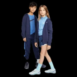Discount Nike Sportswear Club Big Kids' Full-Zip Hoodie MIDNIGHT NAVY/MIDNIGHT NAVY/WHITE Blå
