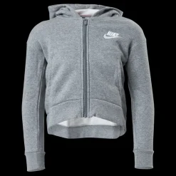 Nike Sportswear Club Fleece Big Kids' (Girls') Full-Zip Hoodie CARBON HEATHER/WHITE Grå