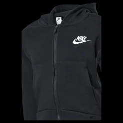 Nike Sportswear Club Fleece Big Kids' (Girls') Full-Zip Hoodie BLACK/WHITE Svart New