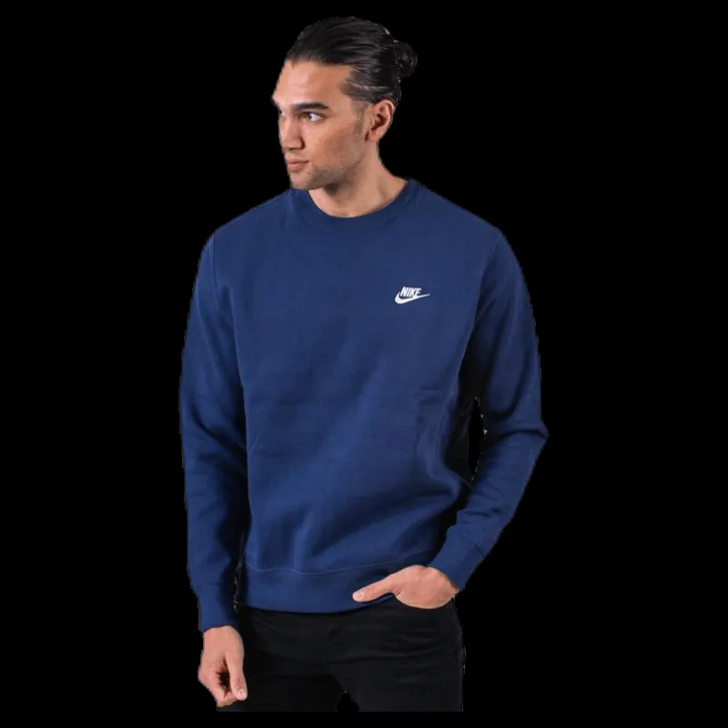 Nike Sportswear Club Fleece Crew MIDNIGHT NAVY/WHITE Blå Online