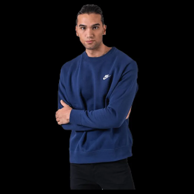 Nike Sportswear Club Fleece Crew MIDNIGHT NAVY/WHITE Blå Online
