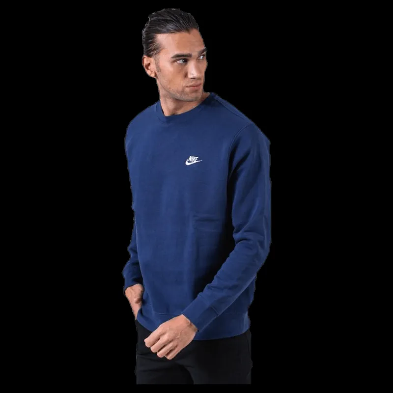 Nike Sportswear Club Fleece Crew MIDNIGHT NAVY/WHITE Blå Online