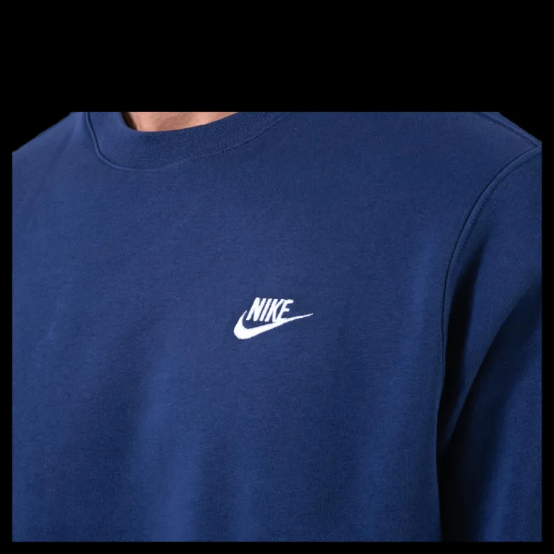 Nike Sportswear Club Fleece Crew MIDNIGHT NAVY/WHITE Blå Online