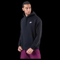 Hot Nike Sportswear Club Fleece Pullover Hoodie BLACK/BLACK/WHITE Svart