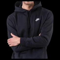 Hot Nike Sportswear Club Fleece Pullover Hoodie BLACK/BLACK/WHITE Svart