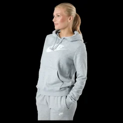 Nike Sportswear Club Fleece Women's Logo Pullover Hoodie DK GREY HEATHER/WHITE Grå Online