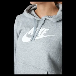 Nike Sportswear Club Fleece Women's Logo Pullover Hoodie DK GREY HEATHER/WHITE Grå Online