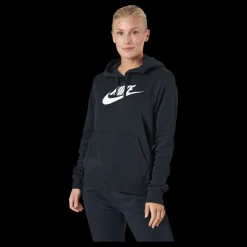 Nike Sportswear Club Fleece Women's Logo Pullover Hoodie BLACK/WHITE Blå Sale