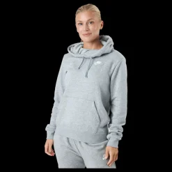 Nike Sportswear Club Fleece Women's Funnel Hoodie DK GREY HEATHER/WHITE Grå Best