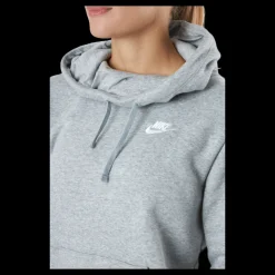 Nike Sportswear Club Fleece Women's Funnel Hoodie DK GREY HEATHER/WHITE Grå Best