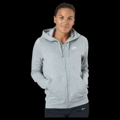 Nike Sportswear Club Fleece Women's Full-Zip Hoodie DK GREY HEATHER/WHITE Grå
