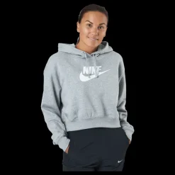 Nike Sportswear Club Fleece Women's Cropped Hoodie DK GREY HEATHER/WHITE Grå Best