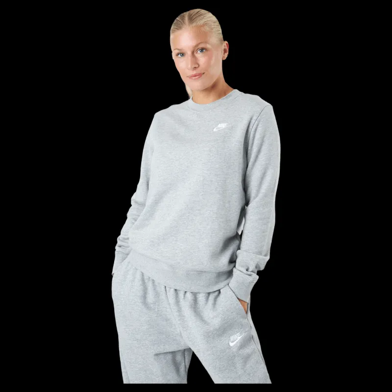 Nike Sportswear Club Fleece Women's Crew DK GREY HEATHER/WHITE Grå Discount
