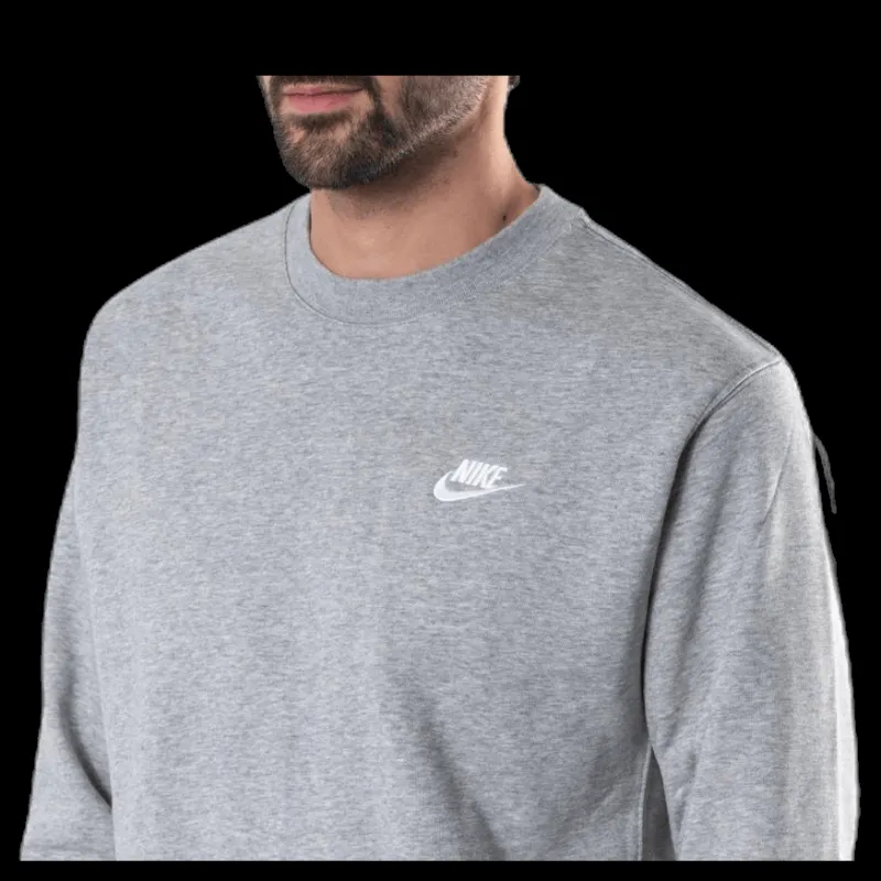 Nike Sportswear Club Men's French Terry Crew DK GREY HEATHER/WHITE Grå Online