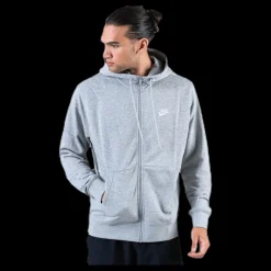 Nike Sportswear Club Men's Full-Zip Hoodie DK GREY HEATHER/MATTE SILVER/WHITE Grå Discount
