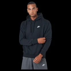 Discount Nike Sportswear Club Men's Pullover Hoodie BLACK/BLACK/WHITE Svart