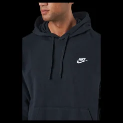 Discount Nike Sportswear Club Men's Pullover Hoodie BLACK/BLACK/WHITE Svart