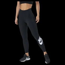 Hot Nike Sportswear Essential Women's High-Waisted Logo Leggings BLACK/WHITE Svart
