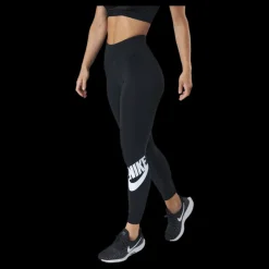 Hot Nike Sportswear Essential Women's High-Waisted Logo Leggings BLACK/WHITE Svart