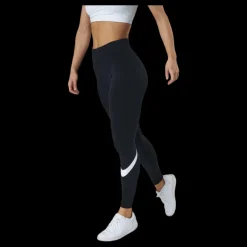 Nike Sportswear Essential Women's Mid-Rise Swoosh Leggings BLACK/WHITE Svart Online