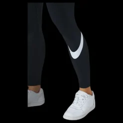 Nike Sportswear Essential Women's Mid-Rise Swoosh Leggings BLACK/WHITE Svart Online