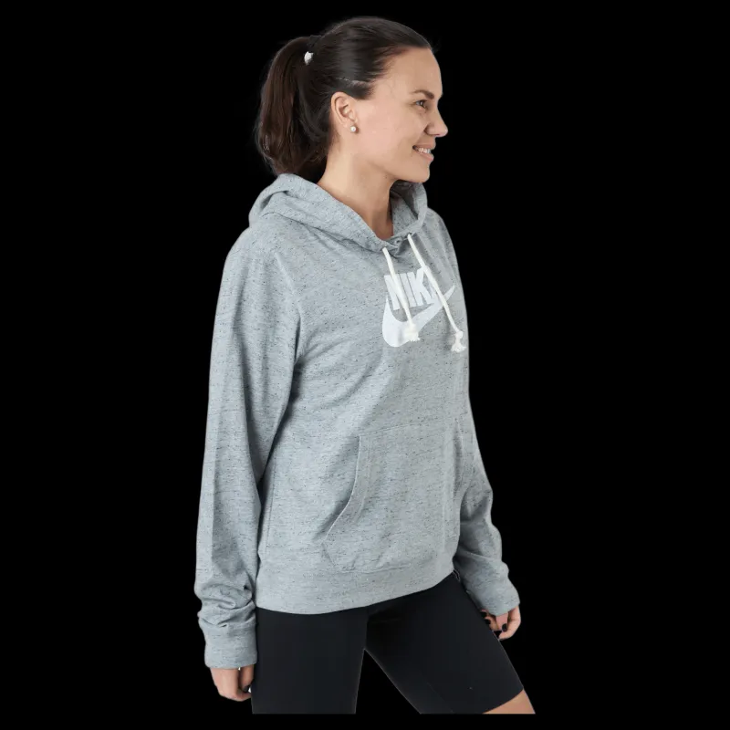 Nike Sportswear Gym Vintage Women's Pullover Hoodie DK GREY HEATHER/WHITE Grå Outlet