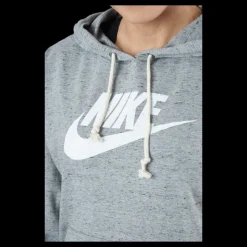 Nike Sportswear Gym Vintage Women's Pullover Hoodie DK GREY HEATHER/WHITE Grå Outlet
