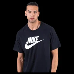 New Nike Sportswear Men's T-Shirt BLACK/WHITE Svart