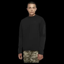 Online Nike Sportswear Tech Fleece Men's Crew Sweatshirt BLACK/BLACK Svart