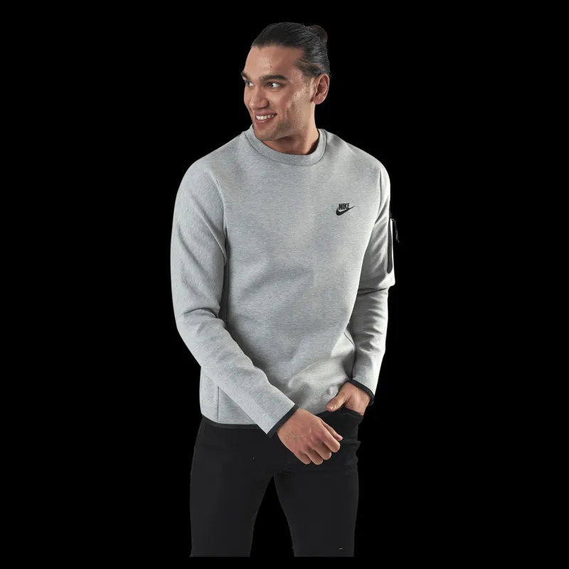 Nike Sportswear Tech Fleece Men's Crew Sweatshirt DK GREY HEATHER/BLACK Grå Online