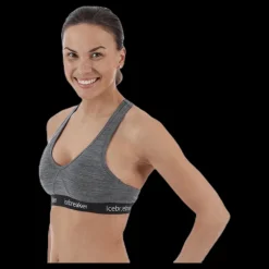 New Icebreaker Sprite Racerback Bra Grey Grå