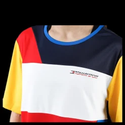 Tommy Hilfiger Sport Statement Colourblock T-Shirt Red Röd Outlet