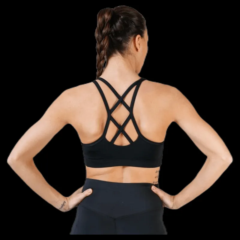 Best Nike Strappy Bra White/Black Svart