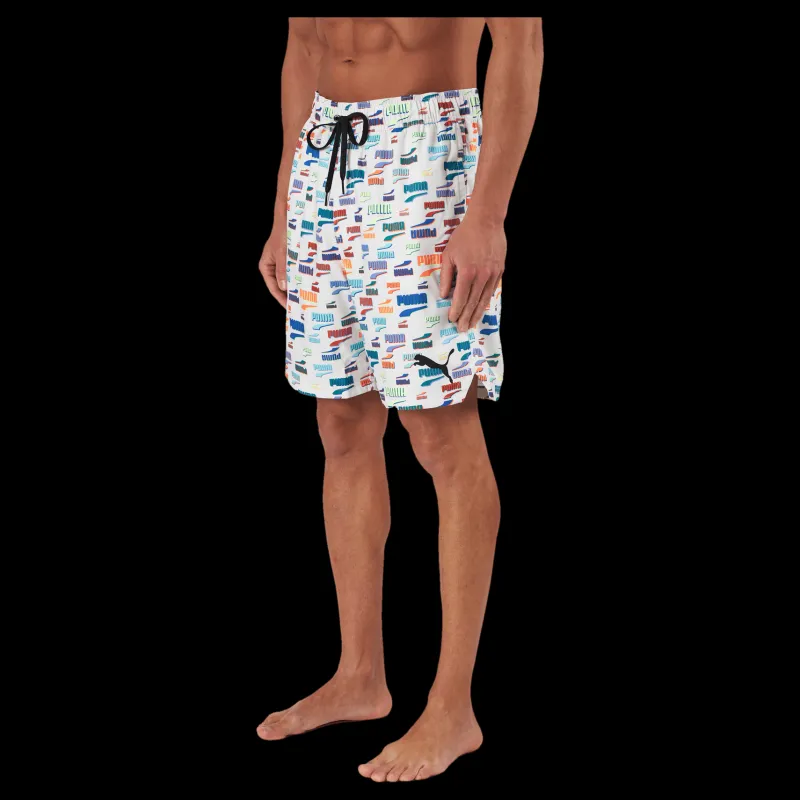 Puma Swim Unisex Loose Fit Shorts 1 White Combo Flerfärgad Sale