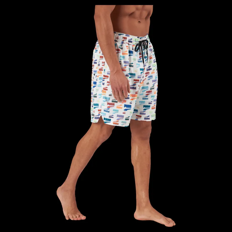 Puma Swim Unisex Loose Fit Shorts 1 White Combo Flerfärgad Sale