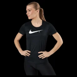 Nike Swoosh Run Top SS Black/Silver Svart Online