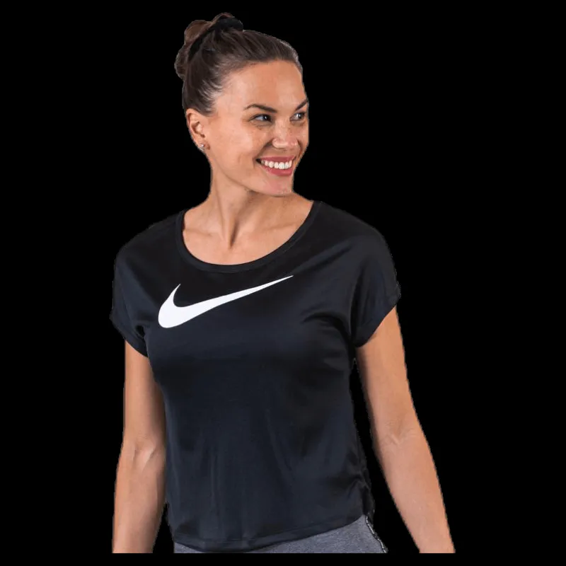 Best Nike Swoosh Run Top SS White/Black Svart