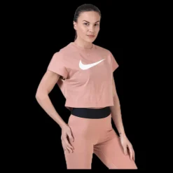 Nike Swoosh SS Crop Top Red Rosa